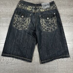 Vintage‎ Ablanche Denim Shorts Men's 34 Gold Embroidered Y2K Streetwear